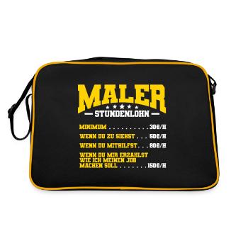 Maler Stundenlohn - Retro Tasche - Schwarz/Gold - Hinten