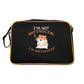 I'm Not Antisocial I'm Anti-Stupid Lustiger - Retro Tasche - Schwarz/Gold - Hinten