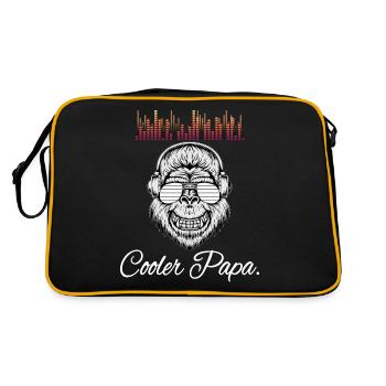 Cooler Papa Sound Freund Techno Kopfhörer Affe - Retro Tasche - Schwarz/Gold - Hinten
