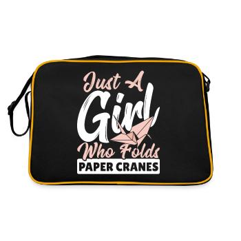 Just A Girl Who Folds Paper Cranes Origami Paper - Retro Bag - black/gold - Back