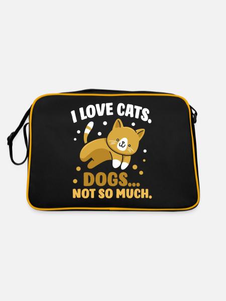 Ich Liebe Katzen Die Hunde Nicht So Sehr Katze Süß - Retro Tasche - Schwarz/Gold - Hinten
