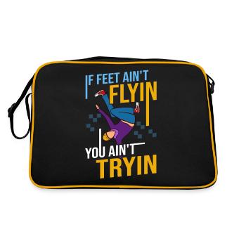 Breakdance Musik Breaking BBoy Bgirl - Retro Tasche - Schwarz/Gold - Hinten