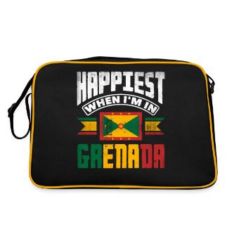 Grenade Grenade Grenadian Drapeau Grenadien le plus heureux quand je suis - Sac Retro - noir/or - Dos