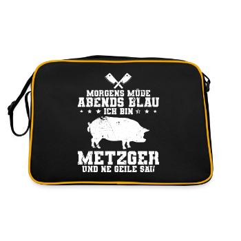 Fleischer Metzger - Retro Tasche - Schwarz/Gold - Hinten