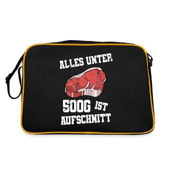 Alles Unter 500g Ist Aufschnitt Fleischer Metzger - Retro Tasche - Schwarz/Gold - Hinten