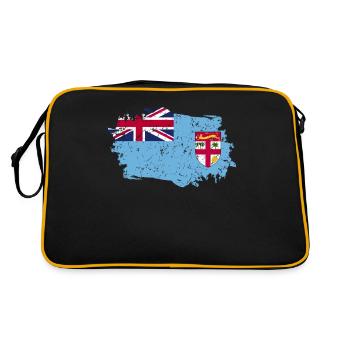 Fiji Flagge Grunge Fiji Fahne - Retro Tasche - Schwarz/Gold - Hinten