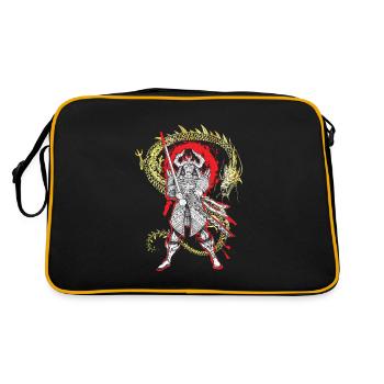 Japanischer Samurai-ninja-kämpfer Für Japan-fans - Retro Tasche - Schwarz/Gold - Hinten