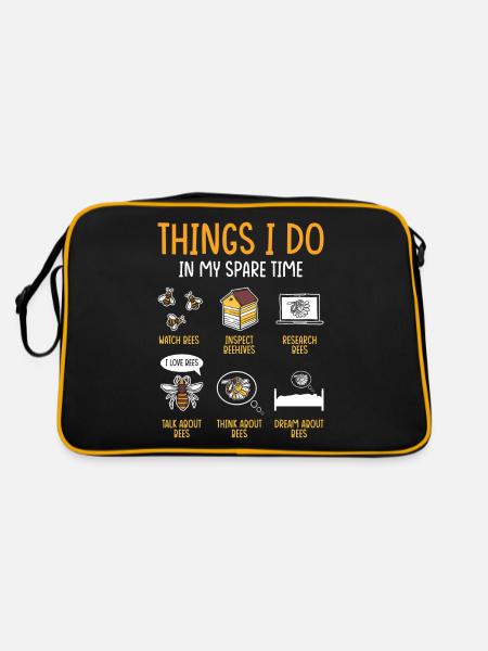 Imker Geschenk Imkerei Bienen - Retro Tasche - Schwarz/Gold - Hinten