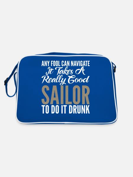 Katamaran-segeln - Retro Tasche - Blau/Weiß - Hinten