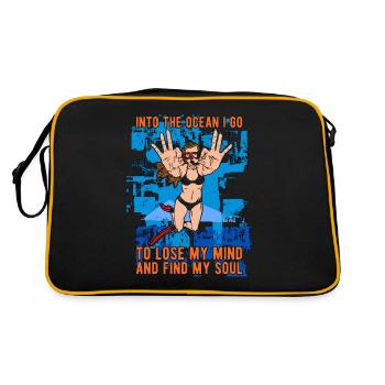Tauchen Freitauchen Freitaucher Apnoe Geschenk - Retro Tasche - Schwarz/Gold - Hinten