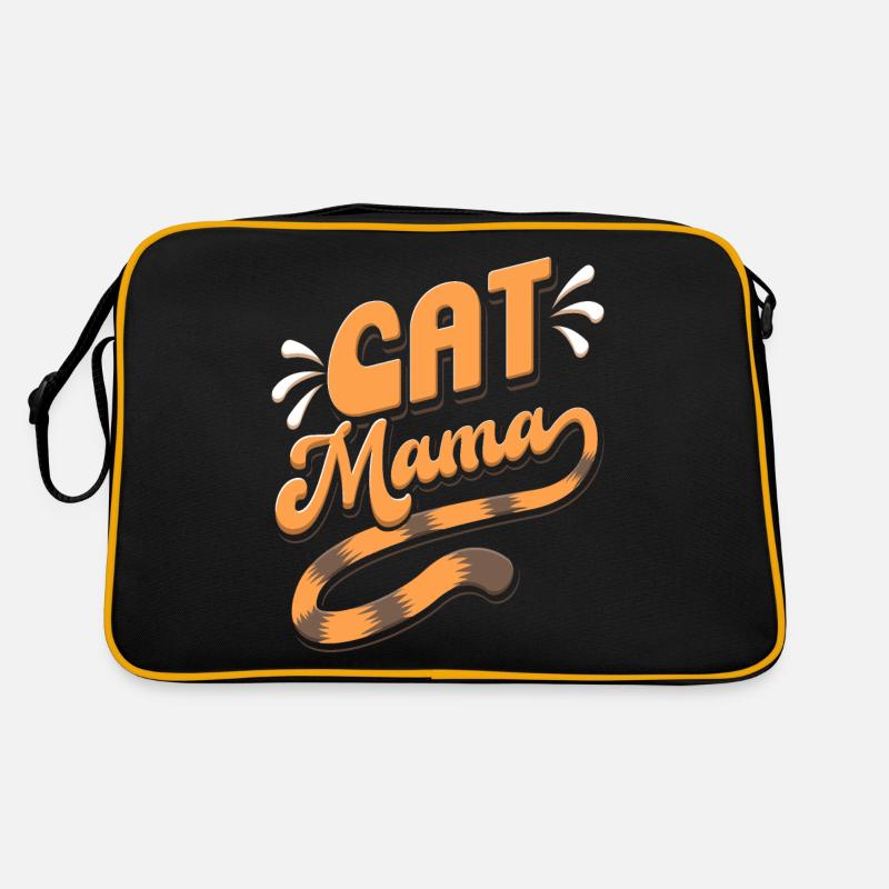 Katze Mama Kätzchen Tier Tierliebhaber Mutter - Retro Tasche - Schwarz/Gold