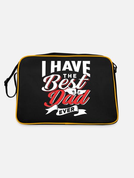 Ich Habe Den Besten Vater Aller Zeiten Papi Papa - Retro Tasche - Schwarz/Gold - Hinten