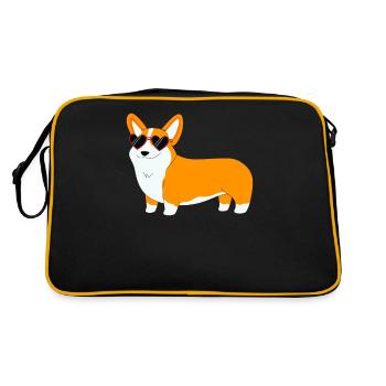 Welsh Corgi with sunglasses - Retro Bag - black/gold - Back