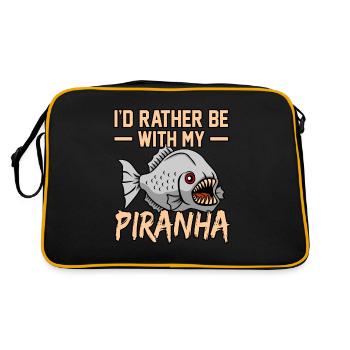 Piranha - Retro Tasche - Schwarz/Gold - Hinten