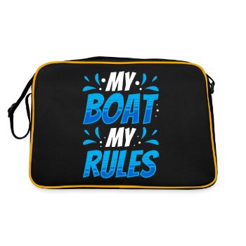My Boat My Rules Ship Boating Yacht - Retro Bag - black/gold - Back