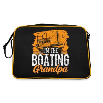 Ich Bin Der Boot Fahrende Opa Schiff Bootfahren - Retro Tasche - Schwarz/Gold - Hinten