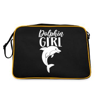 Dolphin Girl Dolphin Dolphin Lover Dolphins - Retro Bag - black/gold - Back