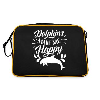 Delfine Machen Mich Glücklich Delfin Delphin - Retro Tasche - Schwarz/Gold - Hinten