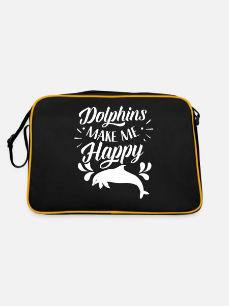 Les dauphins me rendent heureux Dauphin dauphin - Sac Retro - noir/or - Dos