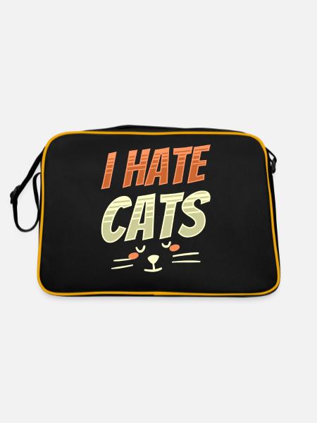 I Hate Cats Dog Puppy Animal Lover - Retro Bag - black/gold - Back