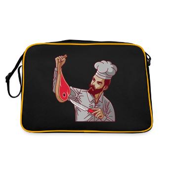 Chef de restaurant turc avec steak T-Bone et - Sac Retro - noir/or - Dos
