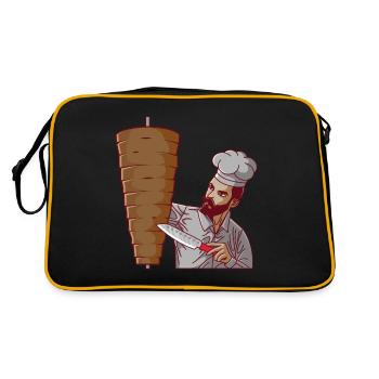 Döner Kebap Chef moderne avec Doner Kebab Rôtisserie Et - Sac Retro - noir/or - Dos