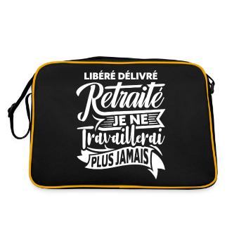 Cadeau Départ Retraite Homme Humour Libéré Delivré - Sac Retro - noir/or - Dos