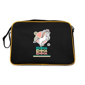Emma Prénom Cadeau Douce Licorne - Sac Retro - noir/or - Dos
