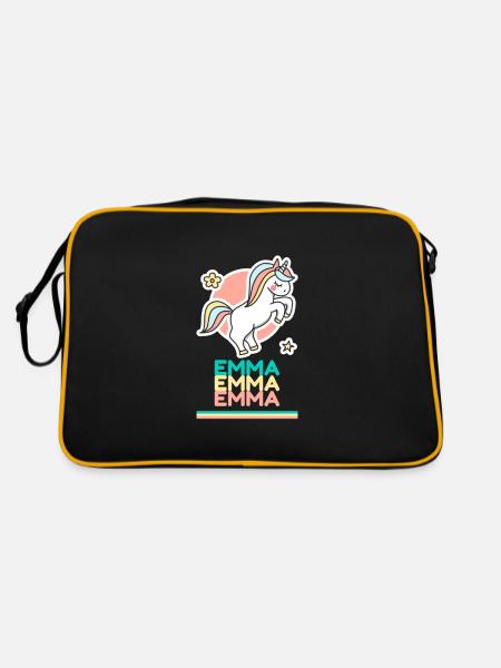 Emma First Name Name Gift Sweet Unicorn - Retro Bag - black/gold - Back