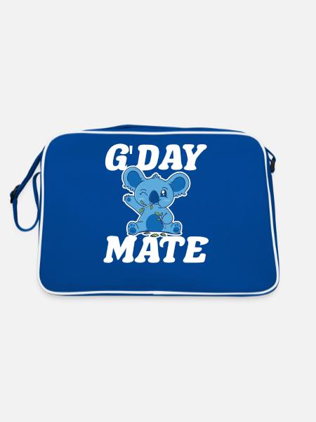 Guten Tag Kumpel Süß Koala Koalabär Koalas Tier - Retro Tasche - Blau/Weiß - Hinten