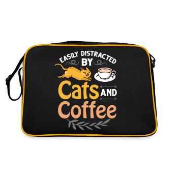 Cafetière Chat Machine Chaton Tasse Grains - Sac Retro - noir/or - Dos