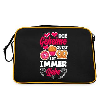 Die Geheime Zutat Ist Immer Liebe Lustiges Backen - Retro Tasche - Schwarz/Gold - Hinten