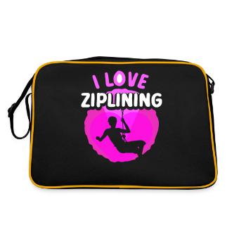 I love ziplining sport zipline zip line - Retro Bag - black/gold - Back