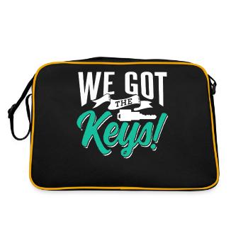 Wir Haben Die Schlüssel Hausherr Hauseigentümer - Retro Tasche - Schwarz/Gold - Hinten