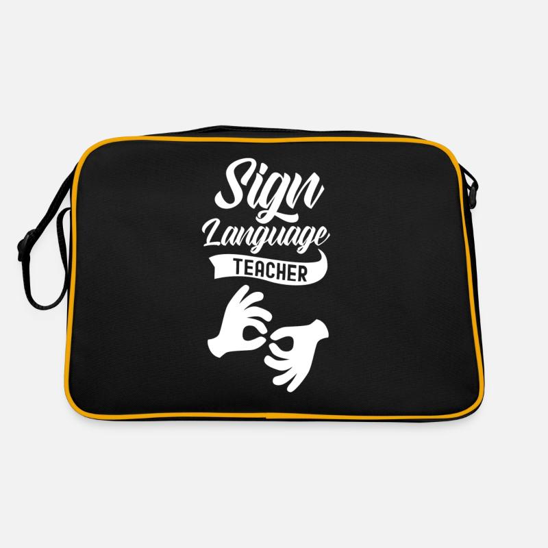 Gebärdensprache Lehrer Awareness Gestik Gebärden Retro Tasche