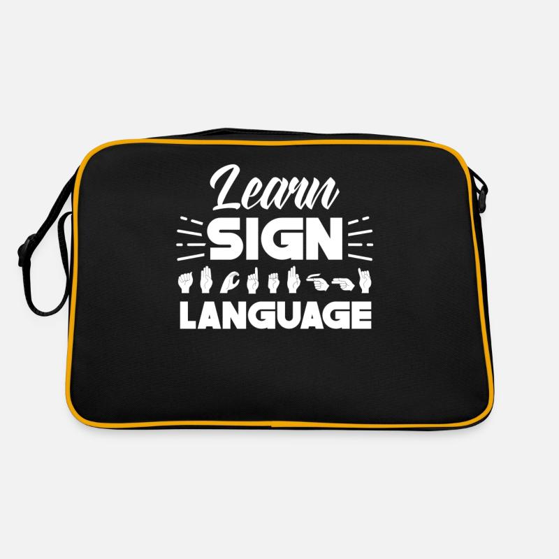 Gebärdensprache Lernen Awareness Gebärden Gestik Retro Tasche