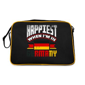German Germany German Flag Happiest When Im In - Retro Tasche - Schwarz/Gold - Hinten