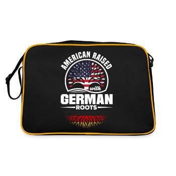 American Raised With German Roots German Germany - Retro Tasche - Schwarz/Gold - Hinten