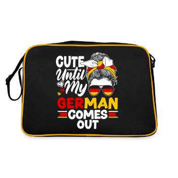 German Germany German Flag Cute Until My German - Retro Tasche - Schwarz/Gold - Hinten