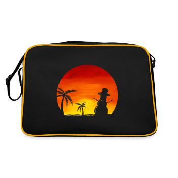 Sundown Snowman Under Palm Trees Beach Christmas - Retro Tasche - Schwarz/Gold - Hinten