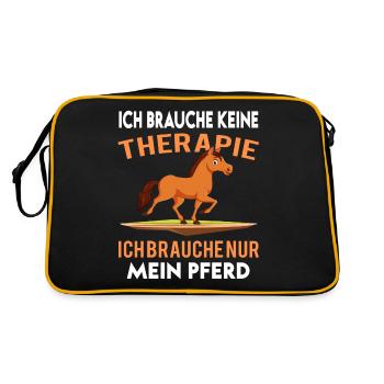 Ich Brauche Keine Therapie Ich Brauche Mein Pferd - Retro Tasche - Schwarz/Gold - Hinten