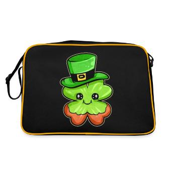 Shamrock Wearing Red Beard and Green Hat For - Retro Bag - black/gold - Back