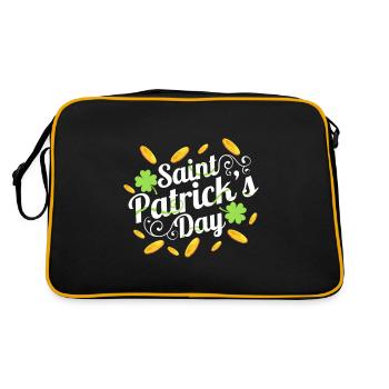 Pièces d’or et trèfles sur un logo pour St. - Sac Retro - noir/or - Dos
