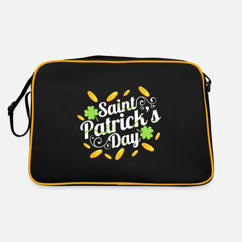 Golden Coins And Shamrocks On A Logo For St. Retro Bag