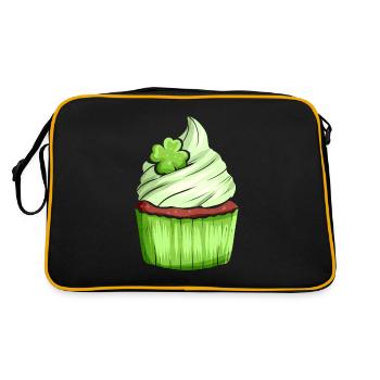 Muffin avec garniture verte et trèfle pour St. - Sac Retro - noir/or - Dos