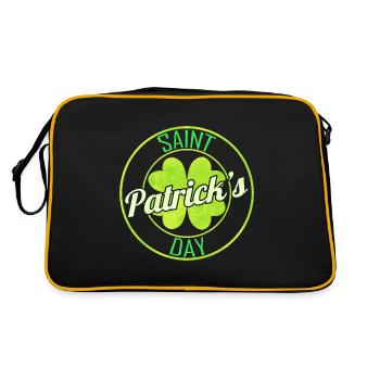 Shamrock In Round Logo For St. Patricks Day - Retro Tasche - Schwarz/Gold - Hinten