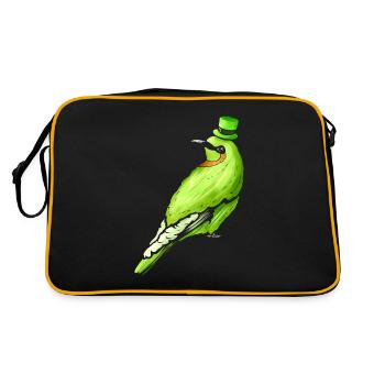 Oiseau vert avec chapeau vert pour la Saint-Patrick - Sac Retro - noir/or - Dos