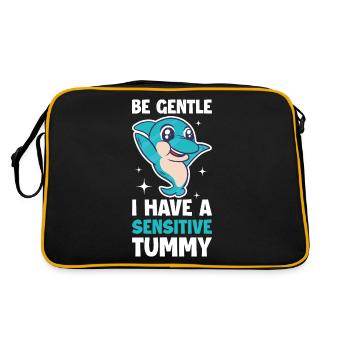 I Have A Sensitive Tummy Dolphin Gift - Retro Bag - black/gold - Back