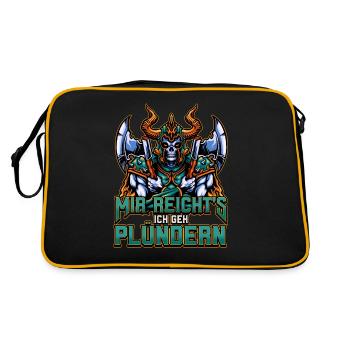 Nordisches Wikingermythologie Design Für Den - Retro Tasche - Schwarz/Gold - Hinten