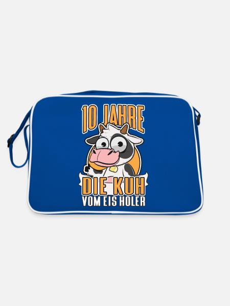 10 Jähriges Jubiläum Dienstjubiläum Geschenk - Retro Tasche - Blau/Weiß - Hinten